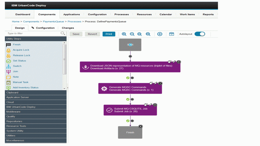 Defining the UCD process to include the IBM MQ for z/OS Generate MQSC Commands plugin