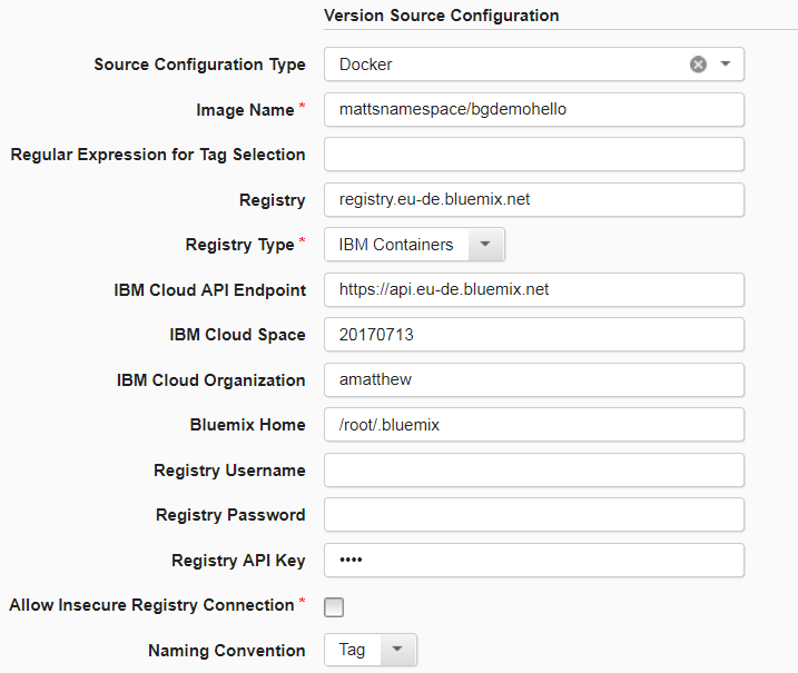 Sample configuration IBM Registry