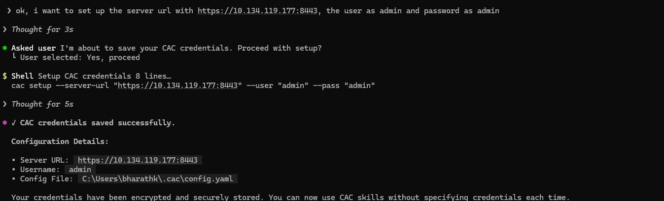 Setup CAC prompt