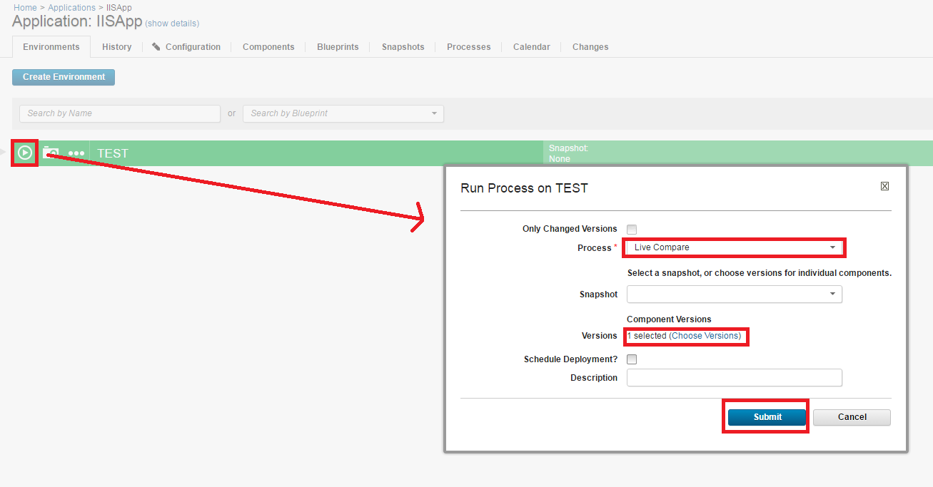 Figure 2. The Run Process window for a live comparison process.