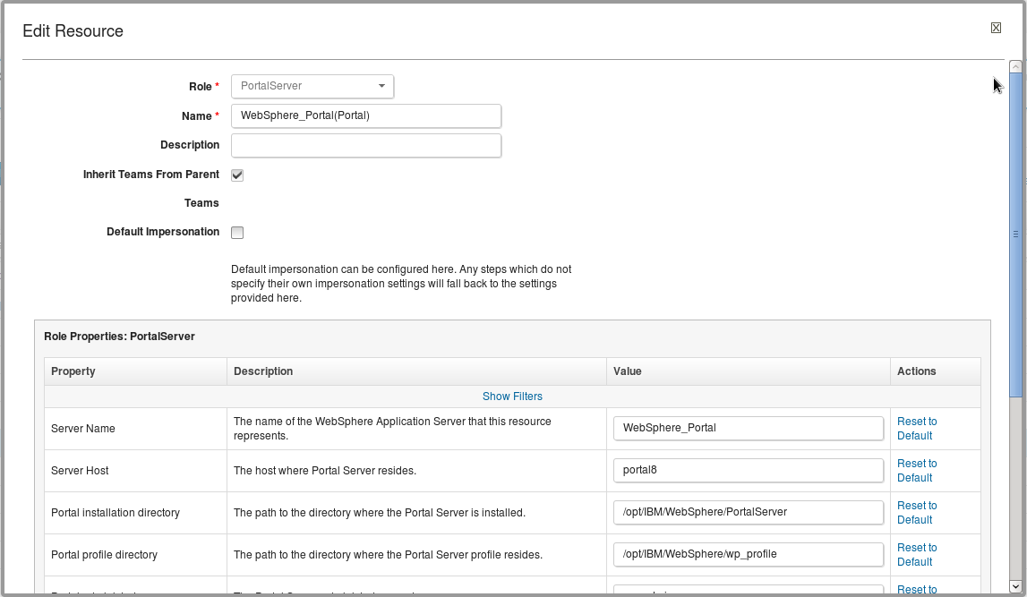 WebSphere Portal properties